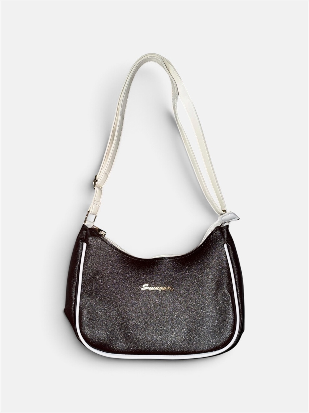 Samsonite Black Shoulder Bag with White Trim and Strap